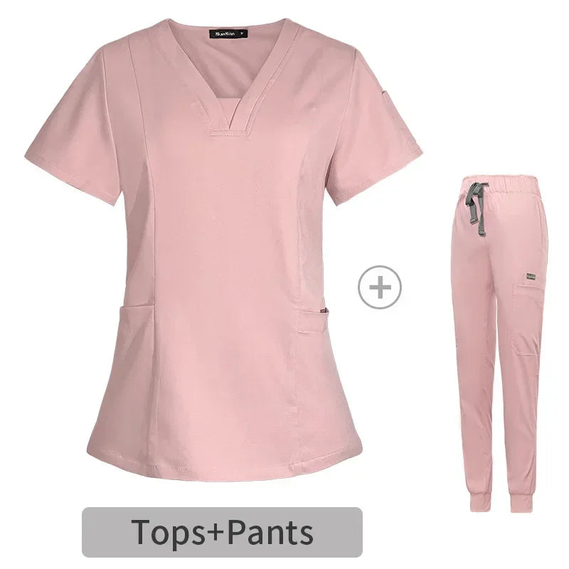 ShiftStong Multicolor Scrubs Uniform Short Sleeve Tops+Pants Nursing Uniform Women Pet Shop Doctor Scrub Medical Surgery Workwear Scrub Set