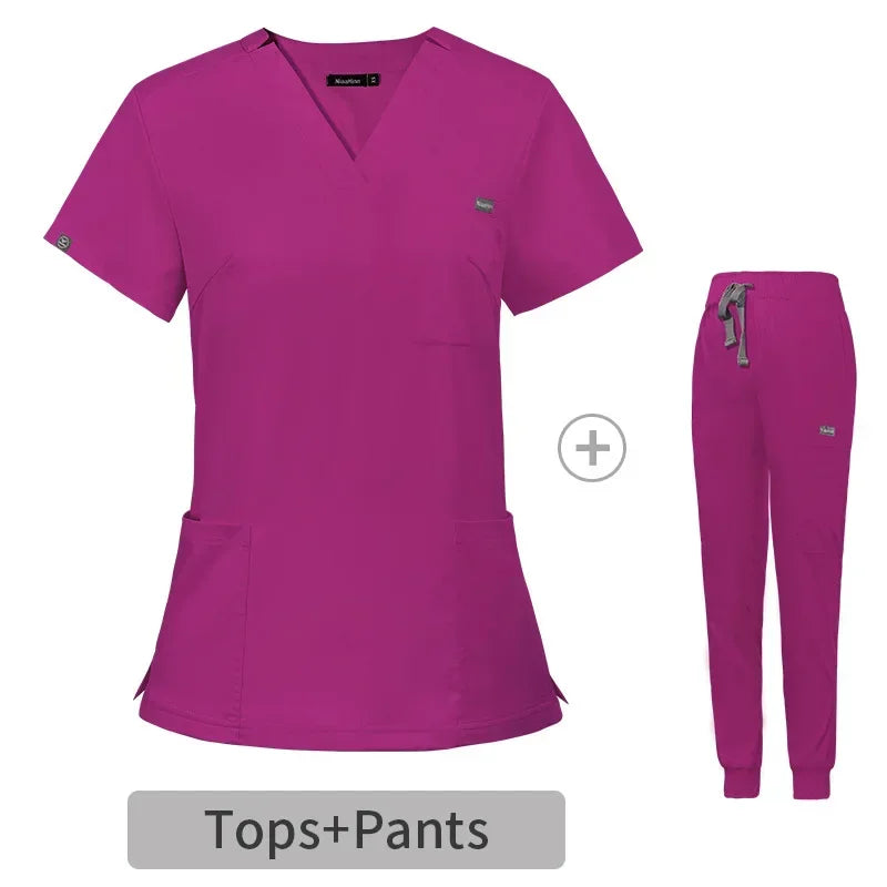 ShiftStong Multicolor Scrubs Uniform Short Sleeve Tops+Pants Nursing Uniform Women Pet Shop Doctor Scrub Medical Surgery Workwear Scrub Set