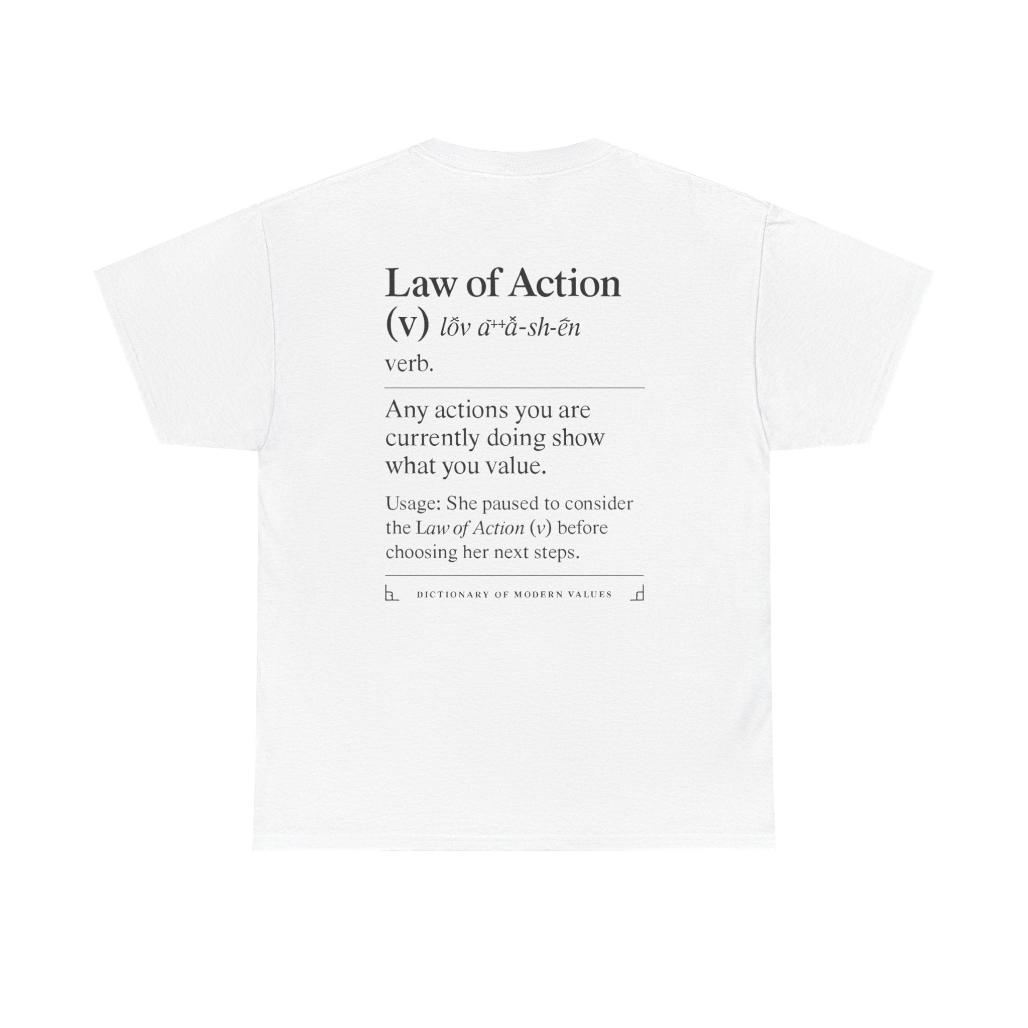 Inspirational Unisex Heavy Cotton Tee, Motivational Shirt, Gift for Students, Action and Value Tee, Casual Everyday Wear, Philosophy Shirt