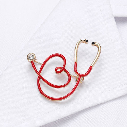 New Medical Medicine Brooch Pin Stethoscope Electrocardiogram