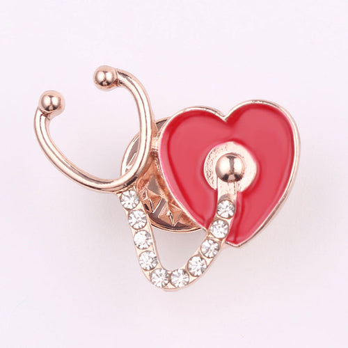 New Medical Medicine Brooch Pin Stethoscope Electrocardiogram