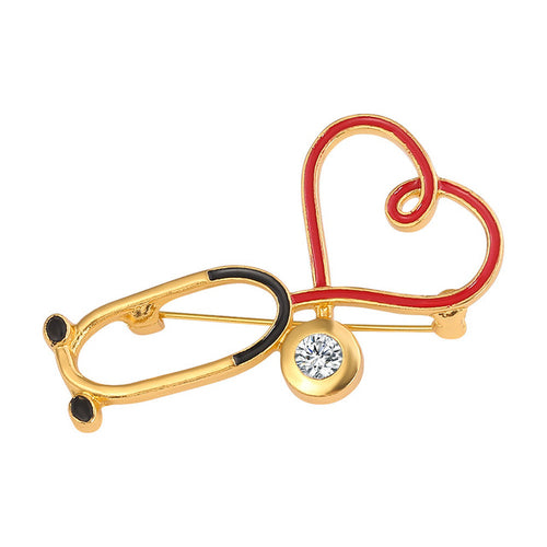 New Medical Medicine Brooch Pin Stethoscope Electrocardiogram