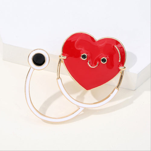 New Medical Medicine Brooch Pin Stethoscope Electrocardiogram