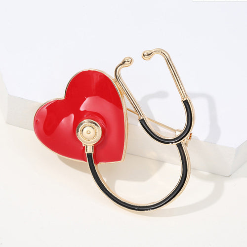 New Medical Medicine Brooch Pin Stethoscope Electrocardiogram