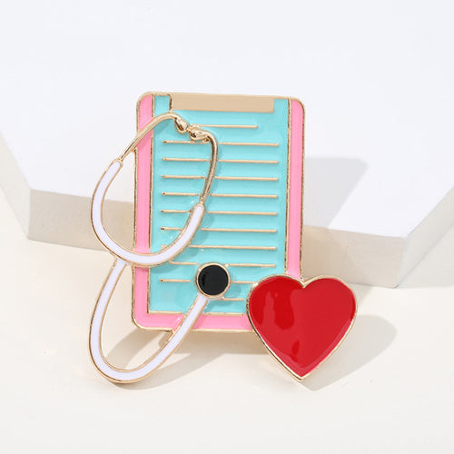 New Medical Medicine Brooch Pin Stethoscope Electrocardiogram