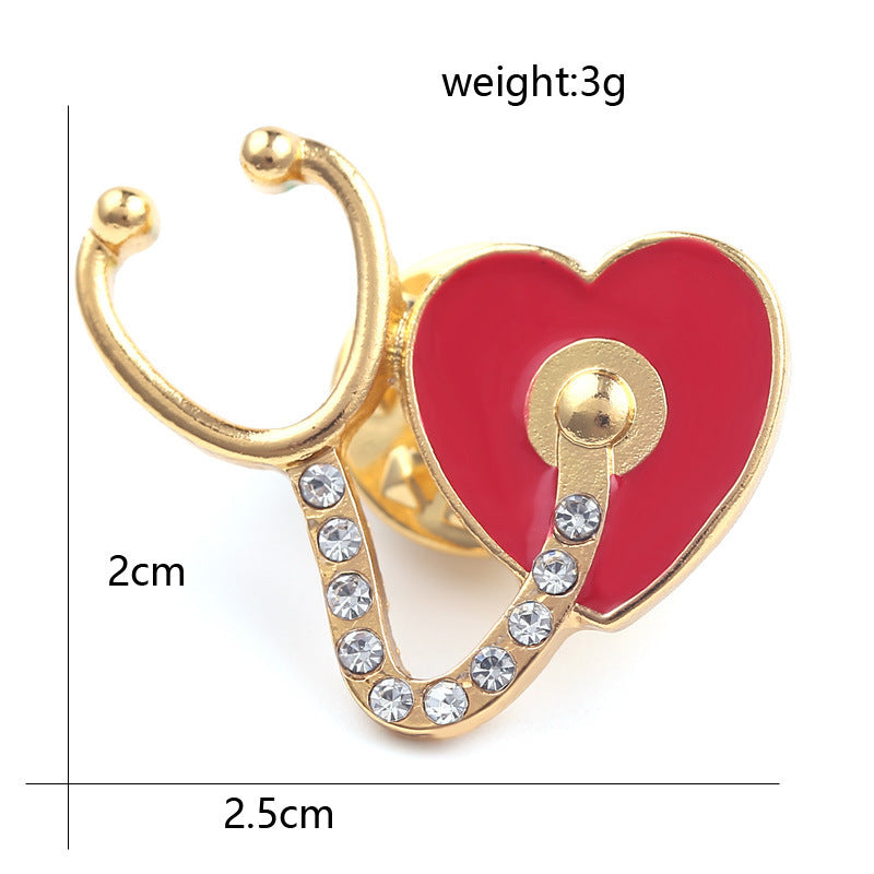 New Medical Medicine Brooch Pin Stethoscope Electrocardiogram