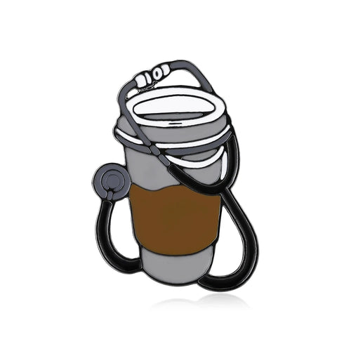 Hanreshe Creative Coffee and Stethoscope Enamel Pin Medical Backpack