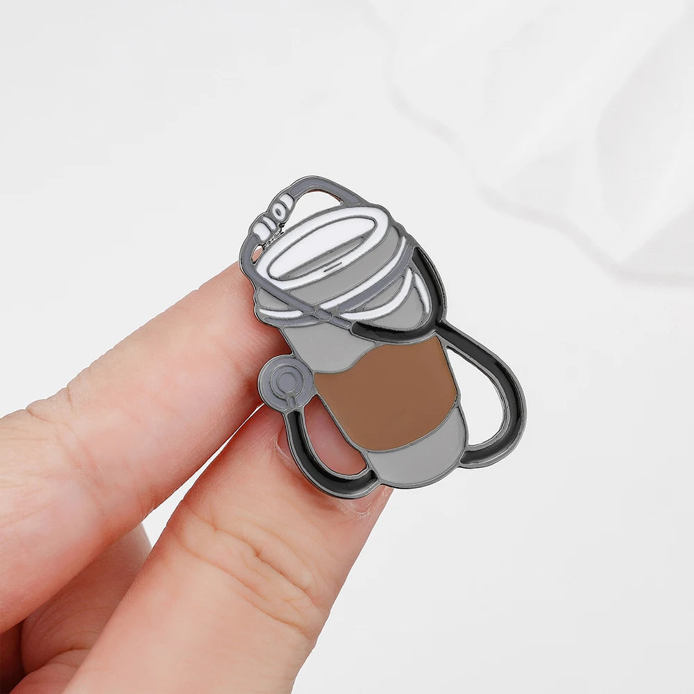 Hanreshe Creative Coffee and Stethoscope Enamel Pin Medical Backpack