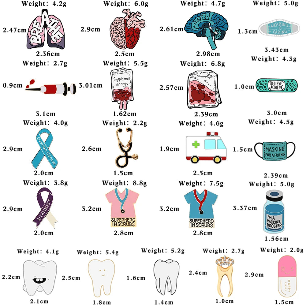 Medical Brooch for Doctor Nurse Stethoscope T-shirts Enamel Pins Heart