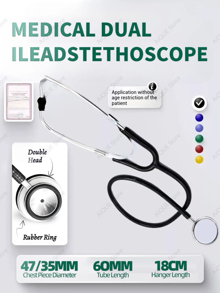 AiQUE Double Chest Piece Stethoscope Cardiology Heart Doctor Medical