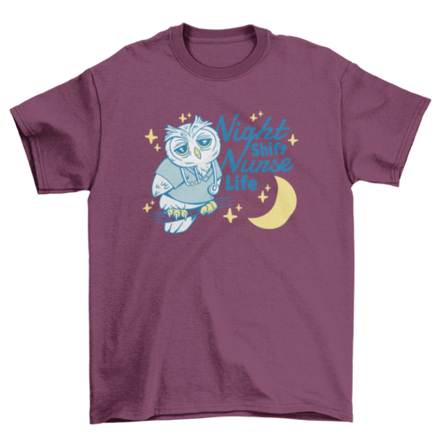 Owl nurse medicine cartoon t-shirt