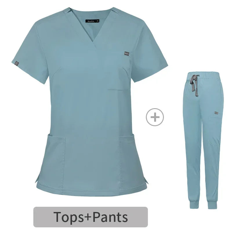 ShiftStong Multicolor Scrubs Uniform Short Sleeve Tops+Pants Nursing Uniform Women Pet Shop Doctor Scrub Medical Surgery Workwear Scrub Set