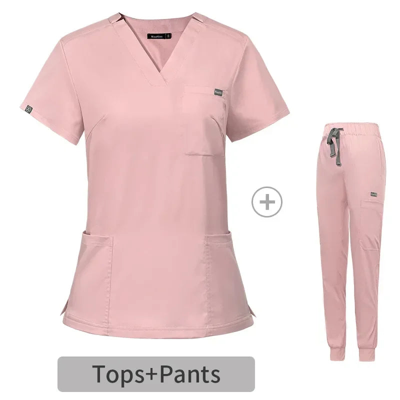 ShiftStong Multicolor Scrubs Uniform Short Sleeve Tops+Pants Nursing Uniform Women Pet Shop Doctor Scrub Medical Surgery Workwear Scrub Set