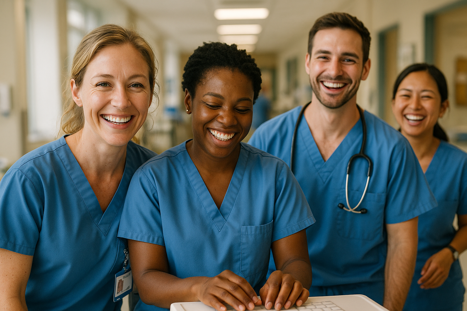 Hard working Nurses smiling/happy through the grind